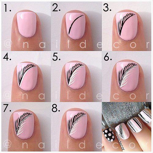 Best DIY Nail Art Tutorials 2016 For Beginners | Feather nails .