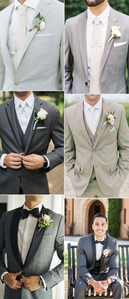 Best wedding suits men grey groomsman attire 50 Ideas #wedding .