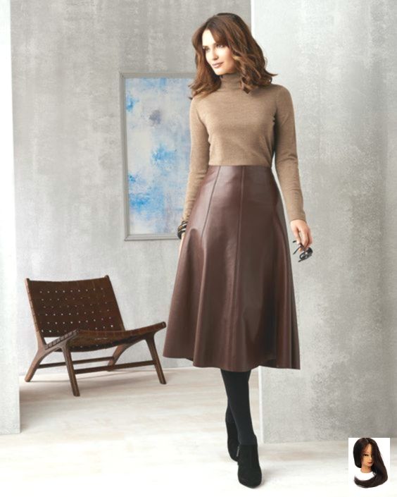 couro #de #ideias #Incrível #leather Midi Skirt #melhores #parece .