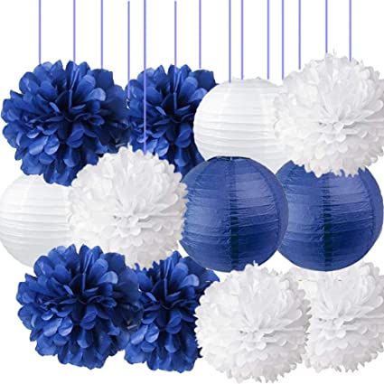 Amazon.com: Nautical Party Decor Pom Poms Tissue Paper Lanterns .