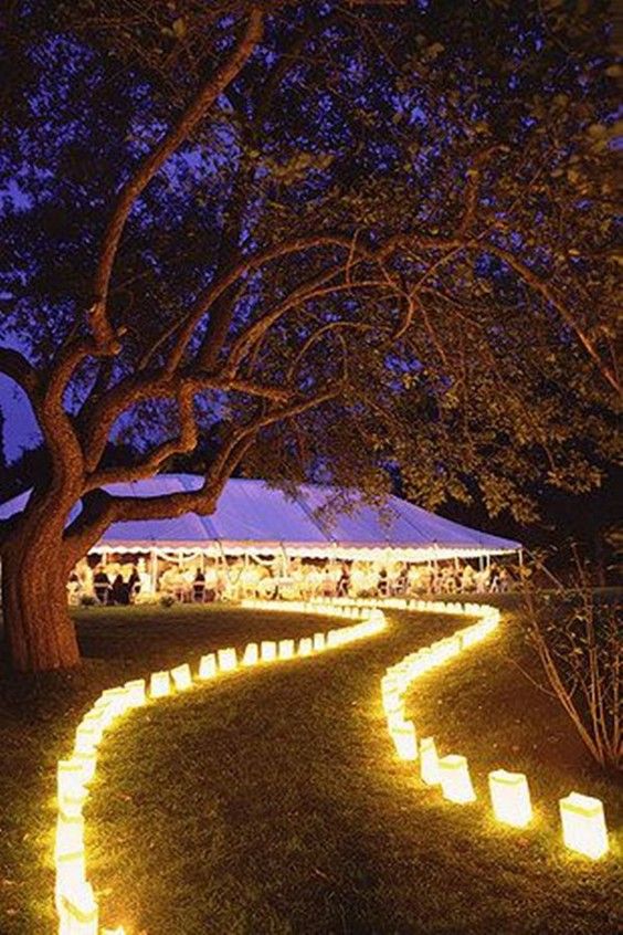 rustic wedding enter with lights / http://www.deerpearlflowers.com .