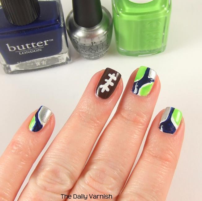 Seattle Seahawks Nail Art swatch – The Daily Varni