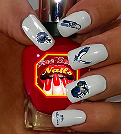 Amazon.com: Seahawks water-slide nail decals (tattoos) V1. Set of .