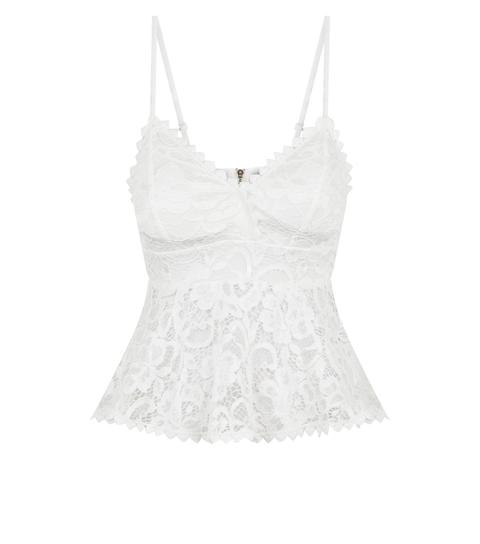 White Lace Peplum Cami Top New Look from NEW LOOK on 21 .