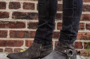 Handmade Men Dark gray suede casual Rock style biker boots, Men .