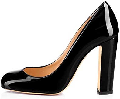 Amazon.com | Fericzot Pumps Women Sexy Patent Leather Round Toe .