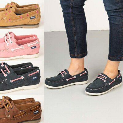 Ladies Lace Up Deck Shoes Women's Flat Boat Shoe Loafer Design .