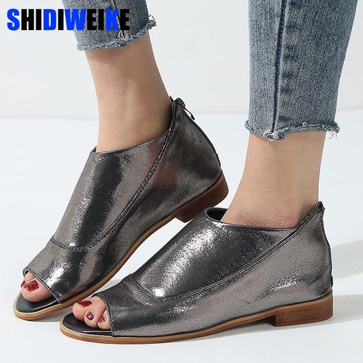 Flat shoes women loafers bling boat shoes plus size 35-43 peep toe .