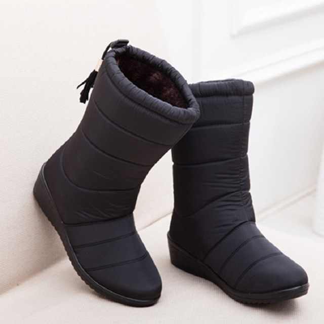 New Women Boots Female Down Winter Boots Waterproof Warm Ankle .