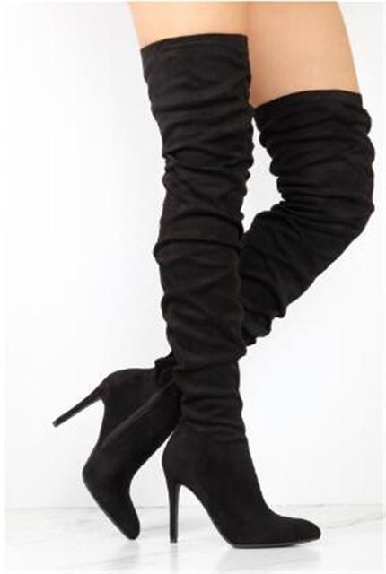 Sestito Woman Fashion Pleated Pointed Toe Over-the-knee Boots .