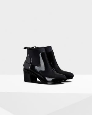 Women's Refined Slim Fit Gloss Mid Heel Boots: Black | Official .