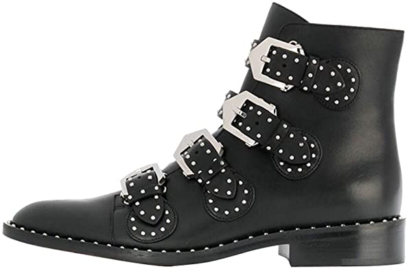 Amazon.com | The Most Women's Leather Boot Rivet Low Heels Ankle .