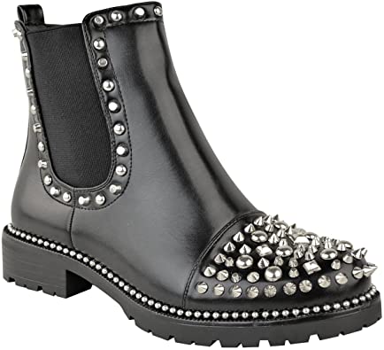 Amazon.com | Fashion Thirsty Womens Spike Stud Chunky Ankle Boots .