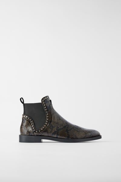 FLAT ANKLE BOOTS WITH STUDS in 2020 | Boots, Ankle boots, Women's .