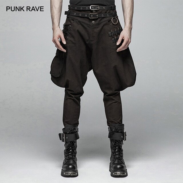 PUNK RAVE Men's Steampunk Bullet Breeches Fashion with Belt Big .