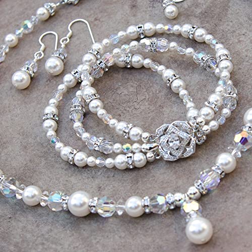 Amazon.com: 3 Piece Bridal Jewelry Set with Custom Color Swarovski .