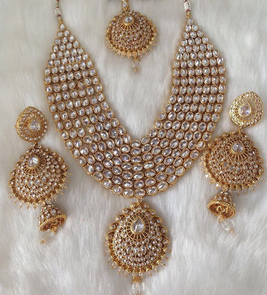 Polki Necklace Set | Indian bridal jewelry sets, Bride jewelry set .