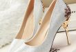 Womens High Heeled Suede Shoes Pumps Carved Metal Heel Pointed .