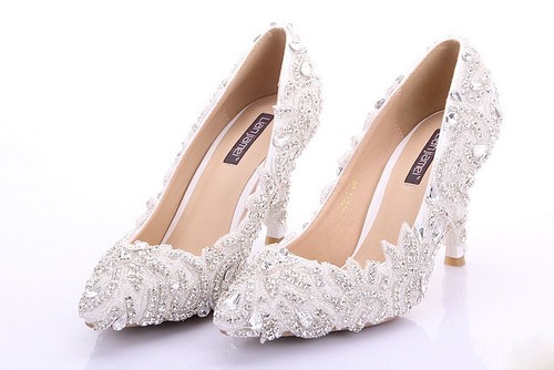 Rhinestone Wedding Shoes Custom Made High Heel Bridal Shoes Ladies .