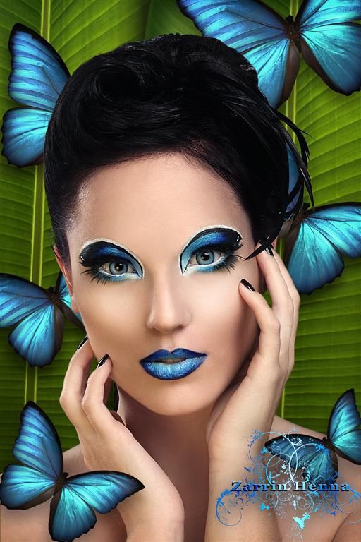 Haya Qureshi- fantasy-makeup-14-blue-butterfly | Butterfly makeup .