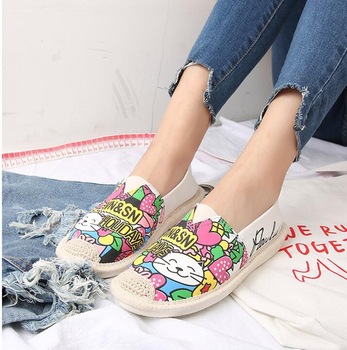 Customized New Style Canvas Shoes Printing Women Canvas Slip On .