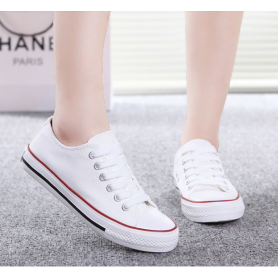 Buy Women White With Red Lines Comfty Canvas Shoes For Women .