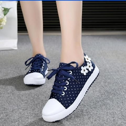 Blue White Dots Flat Casual Shoes From Touchy Style Outfit .