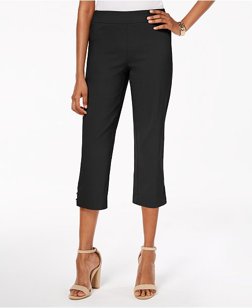 JM Collection Pull-On Lattice-Inset Capri Pants, Created for .