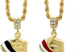 Mens Gold Plated Hip Hop Retro 11"Concord" &"Cherry" Pendants 4mm .