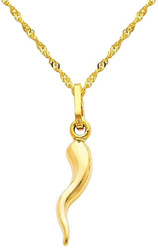 Amazon.com: The World Jewelry Center 14k Yellow Gold Cornicello .