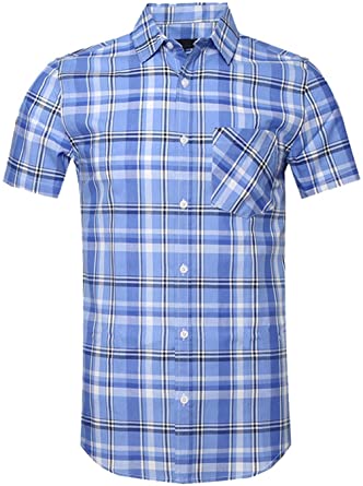 Amazon.com: SOOPO Mens Casual Regular Fit Short Sleeve Button Down .