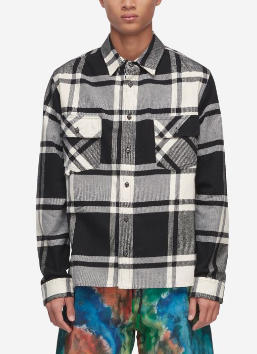 Off-White Checked Shirt In White / Black | Check shirt, Long .