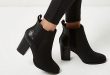 Black patent panel heeled Chelsea boots £40.00 http://www .