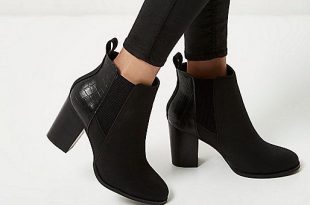 Black patent panel heeled Chelsea boots £40.00 http://www .