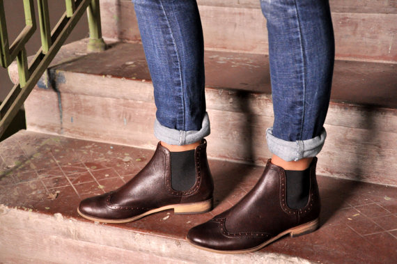 Chelsea - Womens Ankle Boots, Leather Boots, Chelsea Boots, Brown .