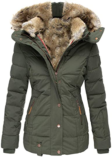 Amazon.com: Remikstyt Womens Coats Winter Zipper Hooded Faux Fur .
