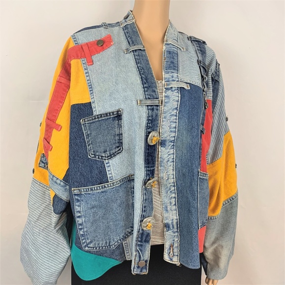 Sarah Martin Jackets & Coats | Vintage 90s Patchwork Colorful Jean .