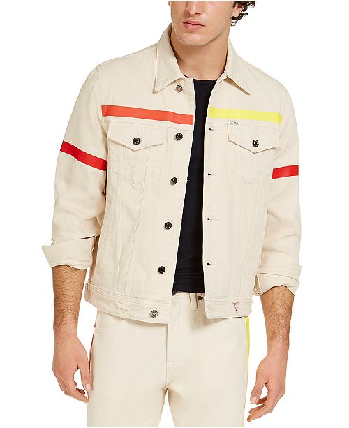 GUESS Men's Denim Jacket With Colored Taping & Reviews .