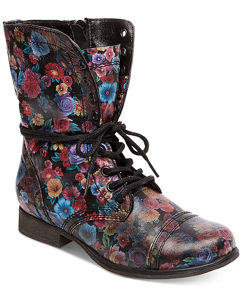 Steve Madden Women's Troopa Floral Combat Boots & Reviews - Boots .
