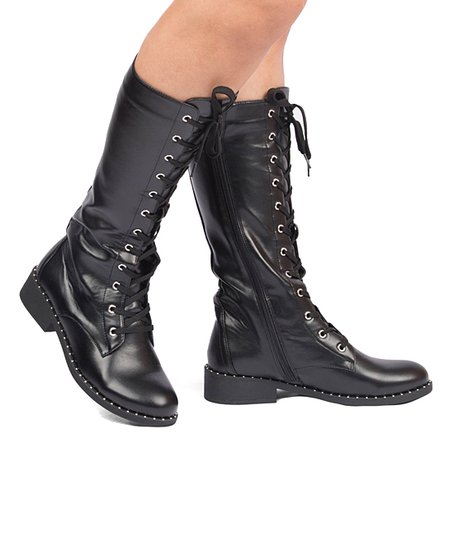 Qupid Black Plateau Combat Boot - Women | Best Price and Reviews .