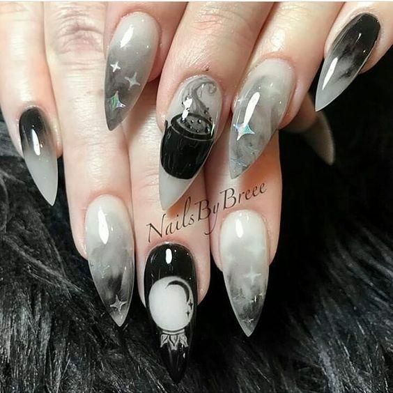 60+ Halloween Nail Art Ideas | Goth nails, Witchy nails, Cute .