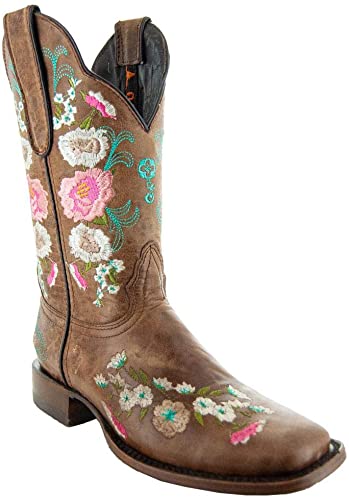 Amazon.com | Soto Boots Women's Jasmine Floral Square Toe Cowgirl .