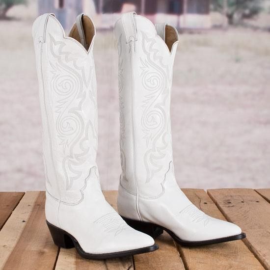 Justin Ladies' White Dyeable Boots | White cowboy boots, Cowgirl .