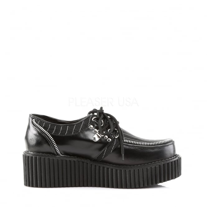 Demonia Creepers 113 Ladies Shoes Black Rockabilly Pinstripe .