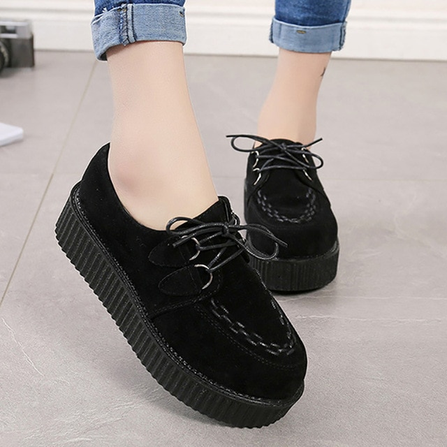 Creepers Women Flats Comfort Women Shoes Platform Shoes Lace Up .