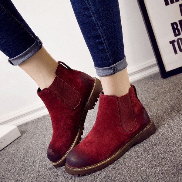 Buy Warm Winter Boots Pure Leather Ankle Boots Slip On Creepers .