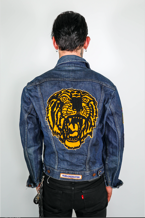 Customized Vintage Wrangler Jacket with Embroidered Patches .