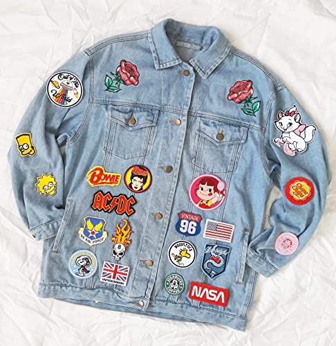 Amazon.com: Hand reworked vintage oversize jean jacket with .