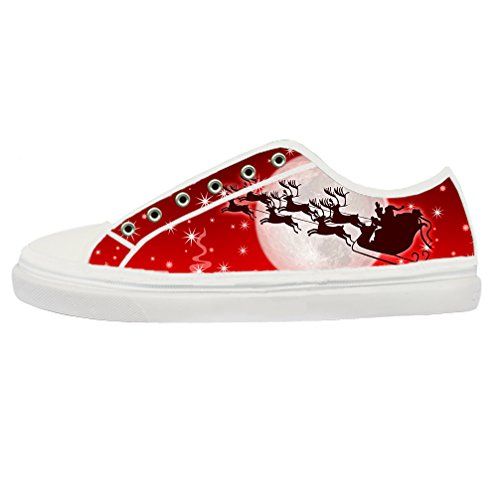 JIUDUIDODO Women's Christmas Santa Claus Lace-up Low-top Pop .