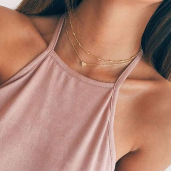 Jewelry | Pretty Gold Heart Layered Choker Necklace | Poshma